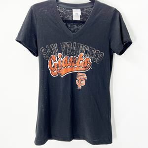 MLB San Francisco Giants Women's Black V Neck Shorts Sleeve T Shirt Tee‎ Top M